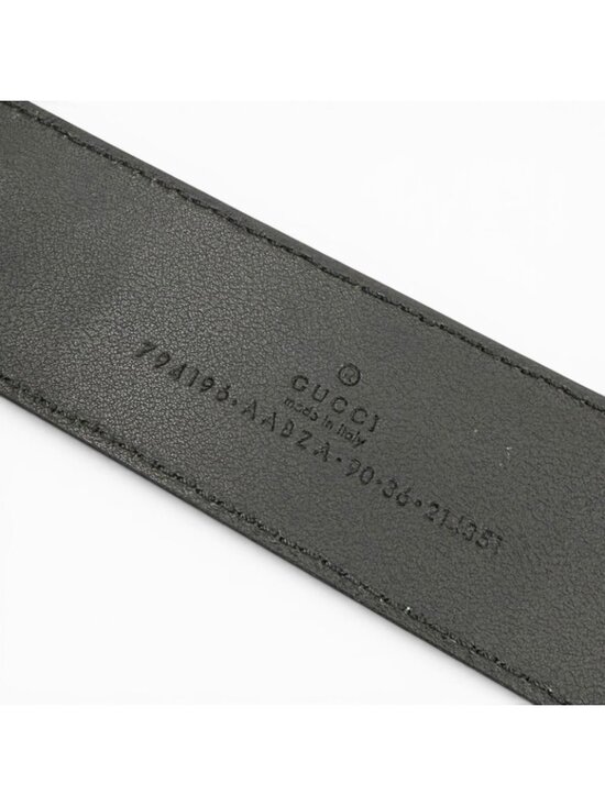 Gucci Leather GG Pattern Interlocking Buckle Wide Belt Black Silver main image 10